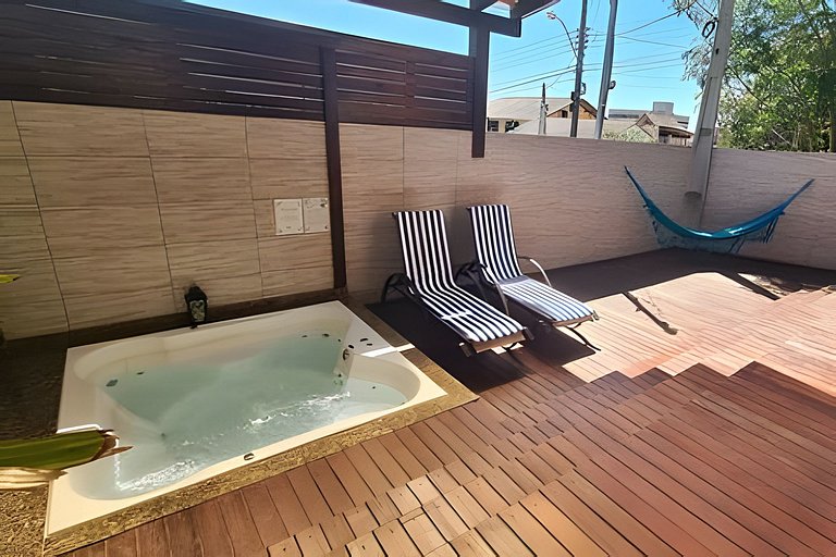 Apê Cabana Romântica com Hidro Spa, Lareira, Churrasqueira