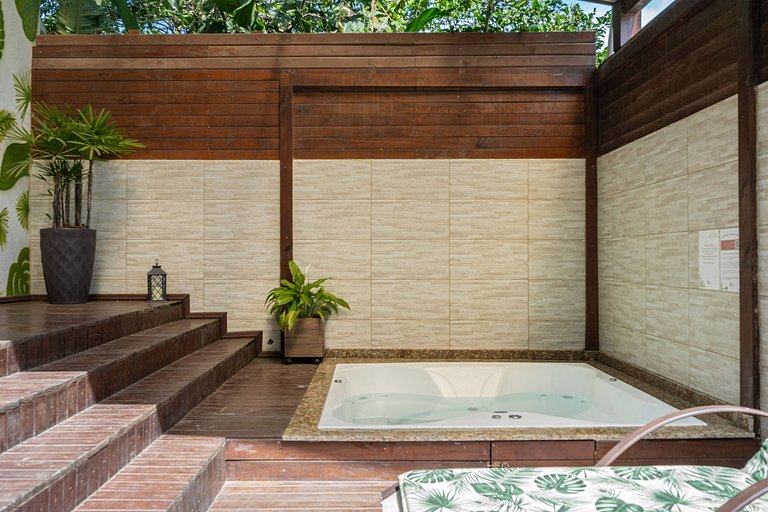 Apê Cabana Romântica com Hidro Spa, Lareira, Churrasqueira