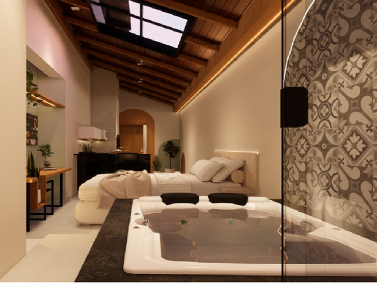 Loft c/ hidro casal, ar cond/lareira, churrasqueir