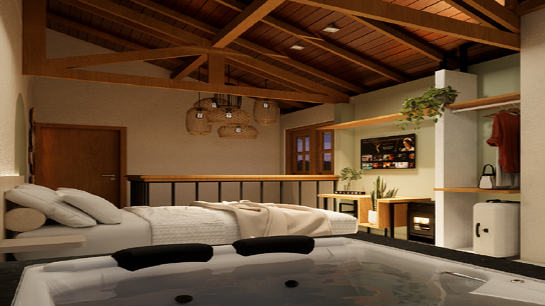 House with double hot tub, air conditioning, fireplace and b
