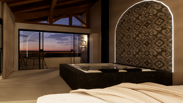 House with double hot tub, air conditioning, fireplace and b