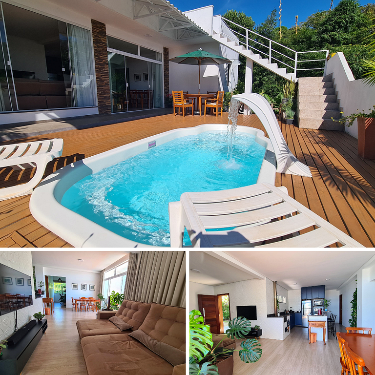 Casa com piscina e praia no fim da rua