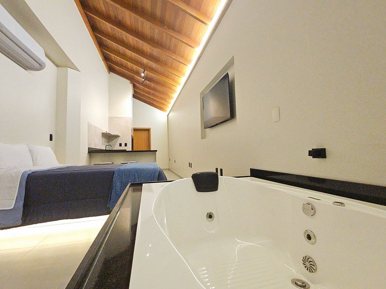 Loft hidro, opção romântica, ar quente/frio, churr