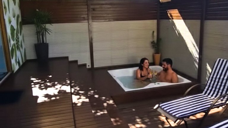 Apê Cabana Romântica com Hidro Spa, Lareira, Churrasqueira